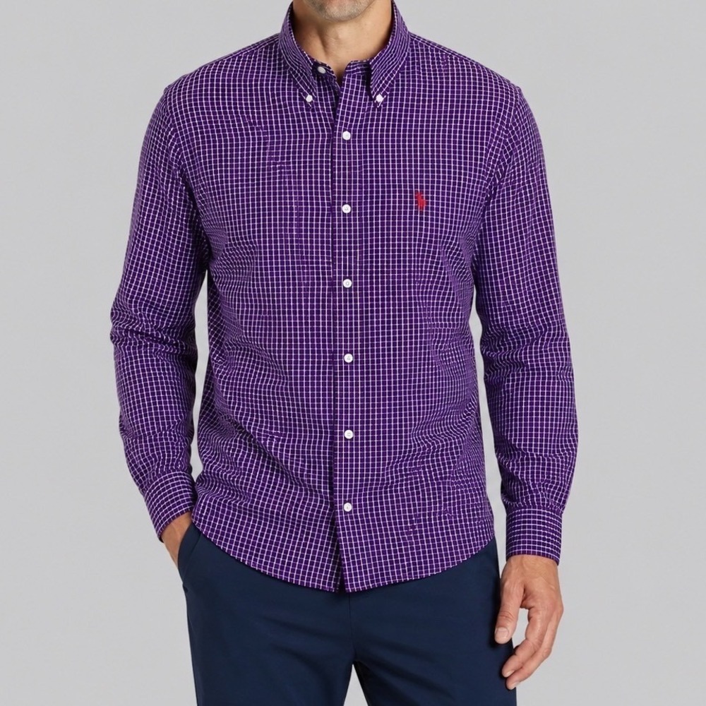 US Polo Assn. Blue/Red Button-Down Long Sleeve Shirt
